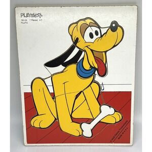 Disney Pluto 7 Piece Wood Frame Tray Puzzle Playskool Made in USA 190-04 Vintage
